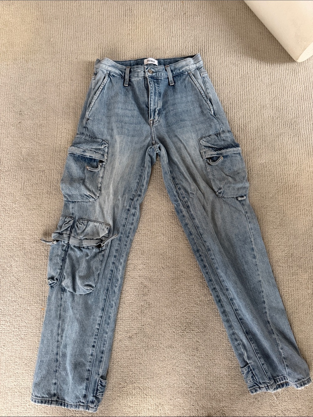 pistola Light Blue Cargo Boyfriend Jeans